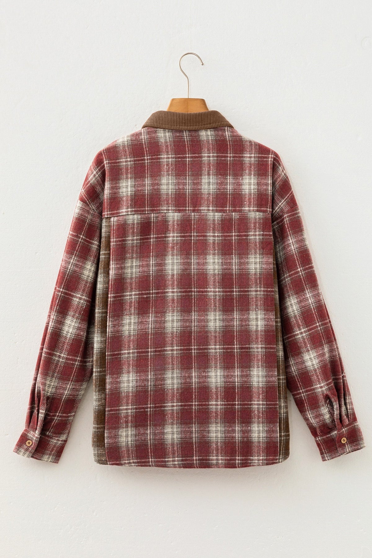 Plaid Contrast Long Sleeve Button Down Shirt