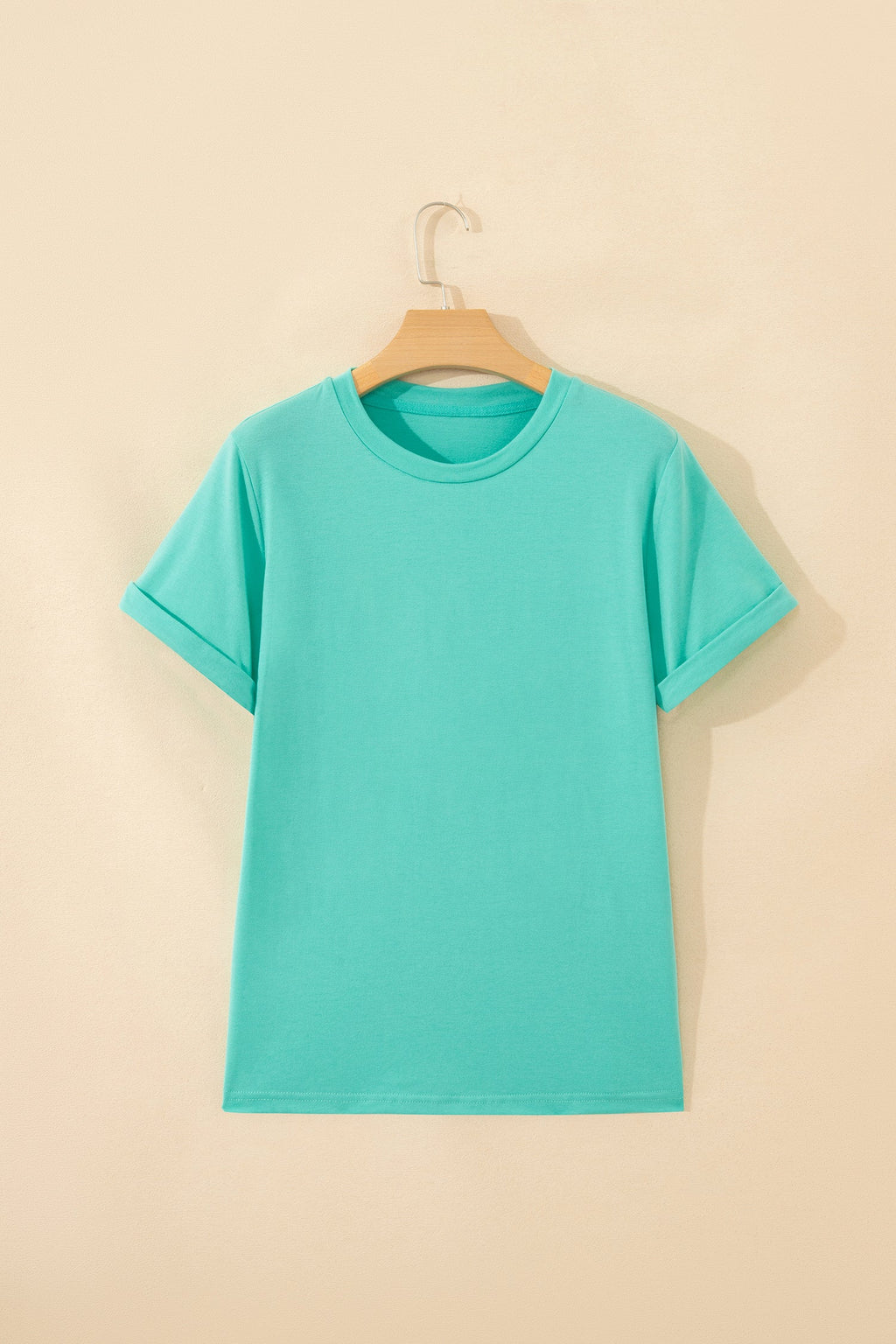 Solid Short Sleeve Crew Neck Tee