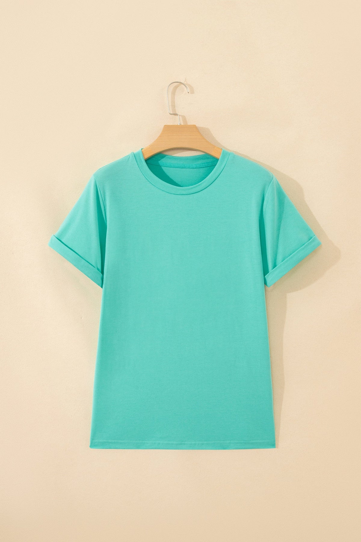 Solid Short Sleeve Crew Neck Tee