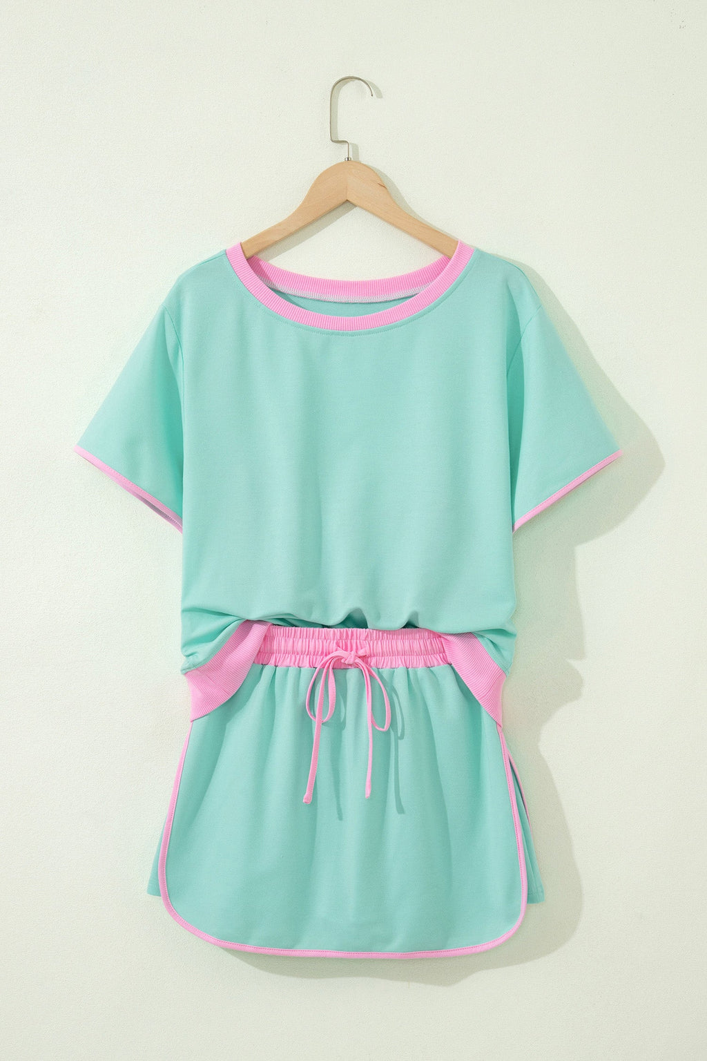 Colorblock Drop Shoulder T-Shirt & Skort Set