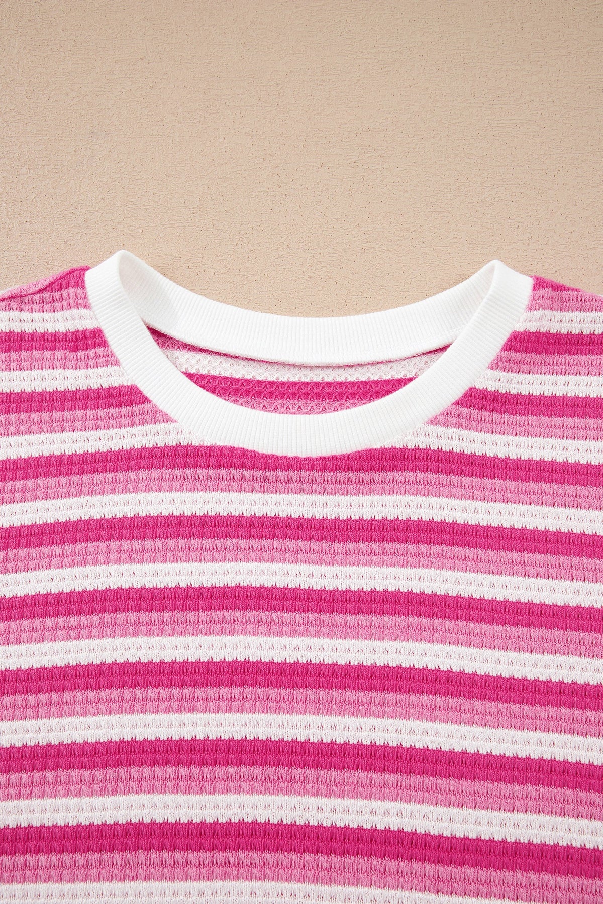 Stripe Textured Knit Short Sleeve Tee
