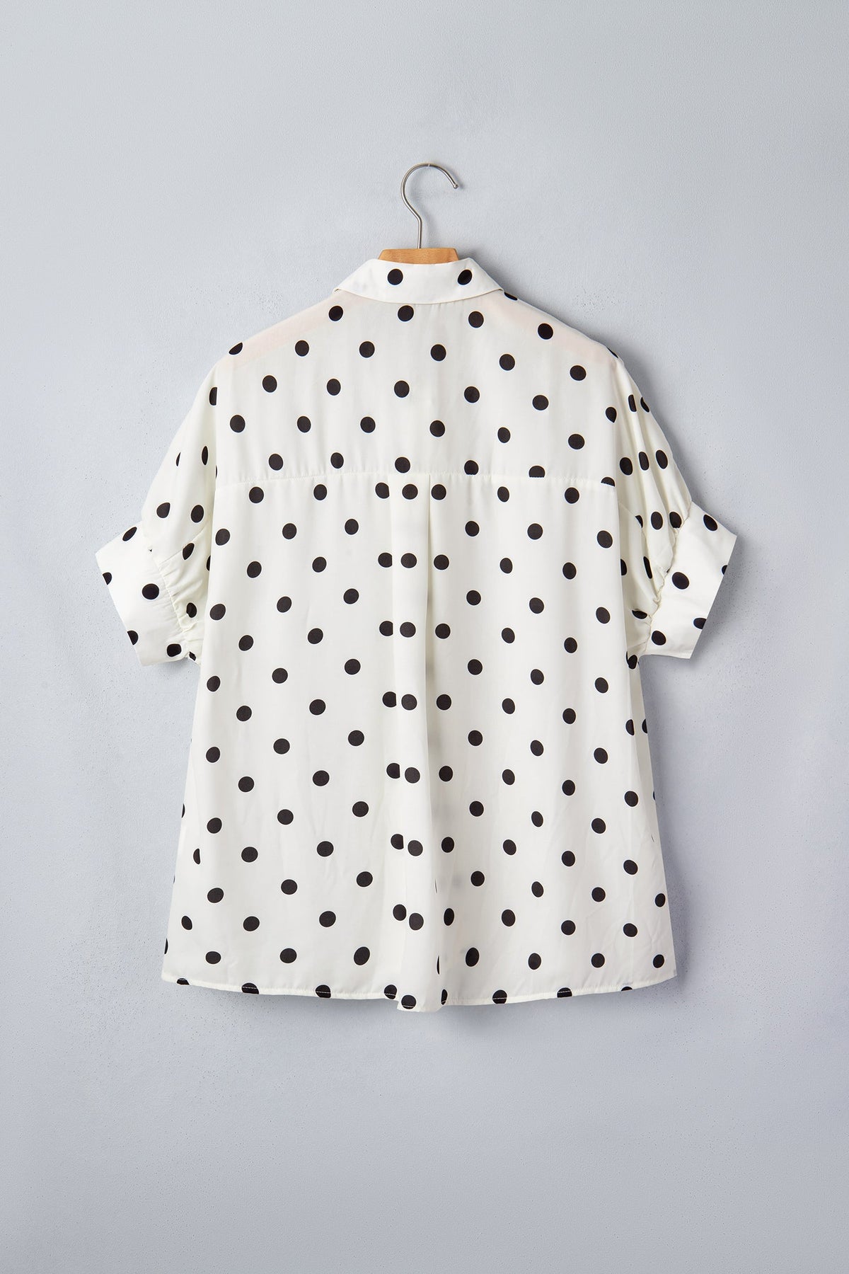 Polka Dot Dolman Sleeve Buttoned Shirt