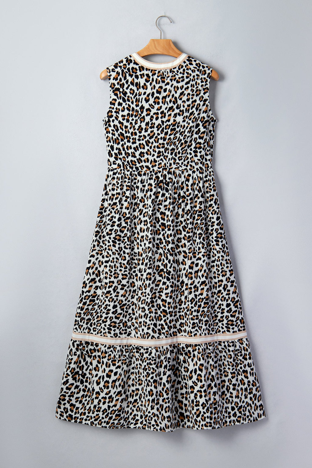 Leopard Colorblock Sleeveless Midi Dress