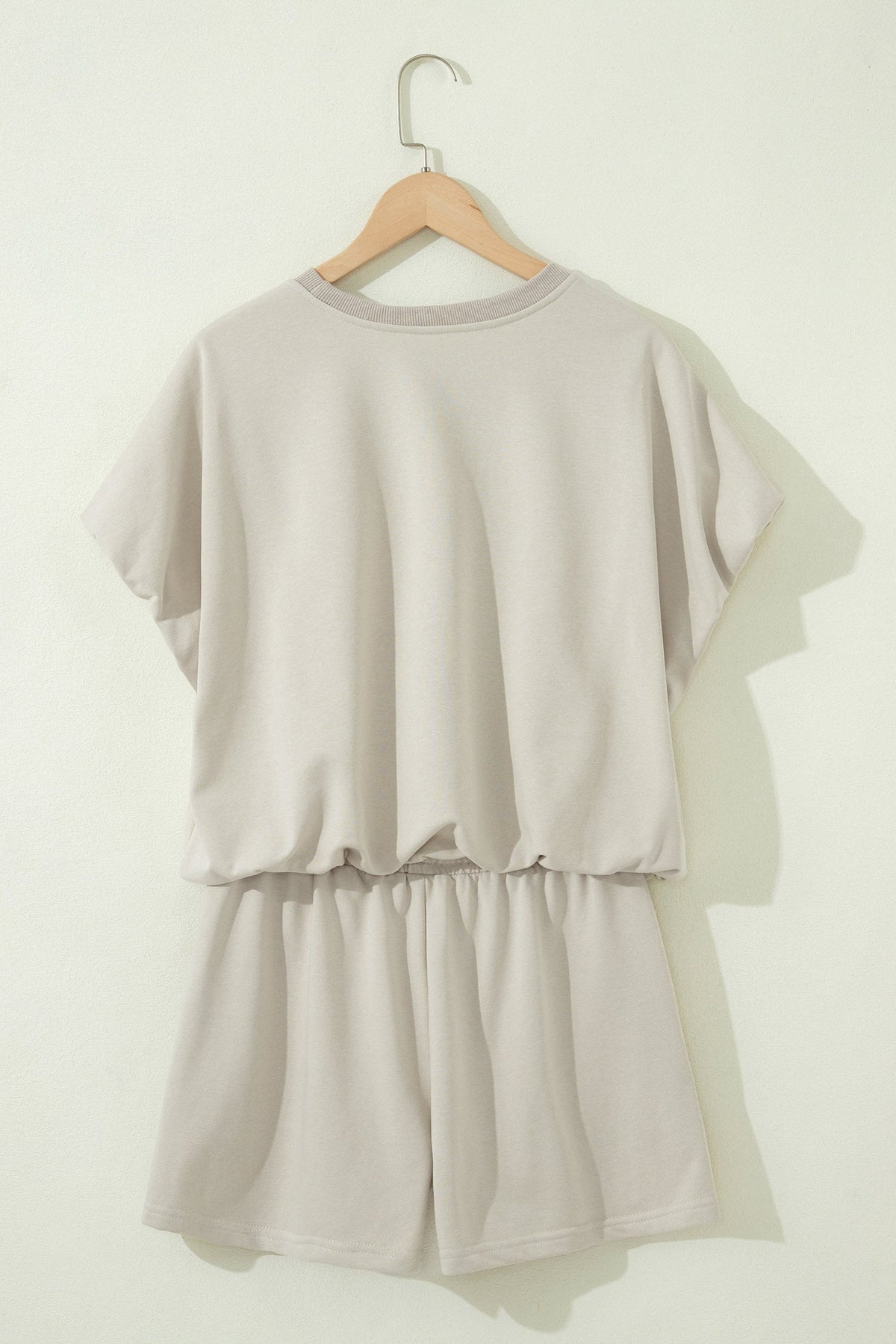 Solid Puff Sleeve Top & Drawstring Shorts Set