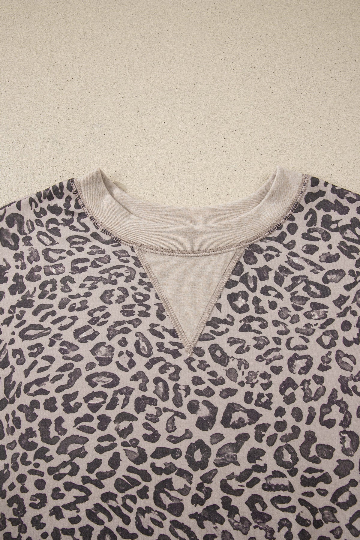Leopard Patchwork Crew Neck Sweatshirt