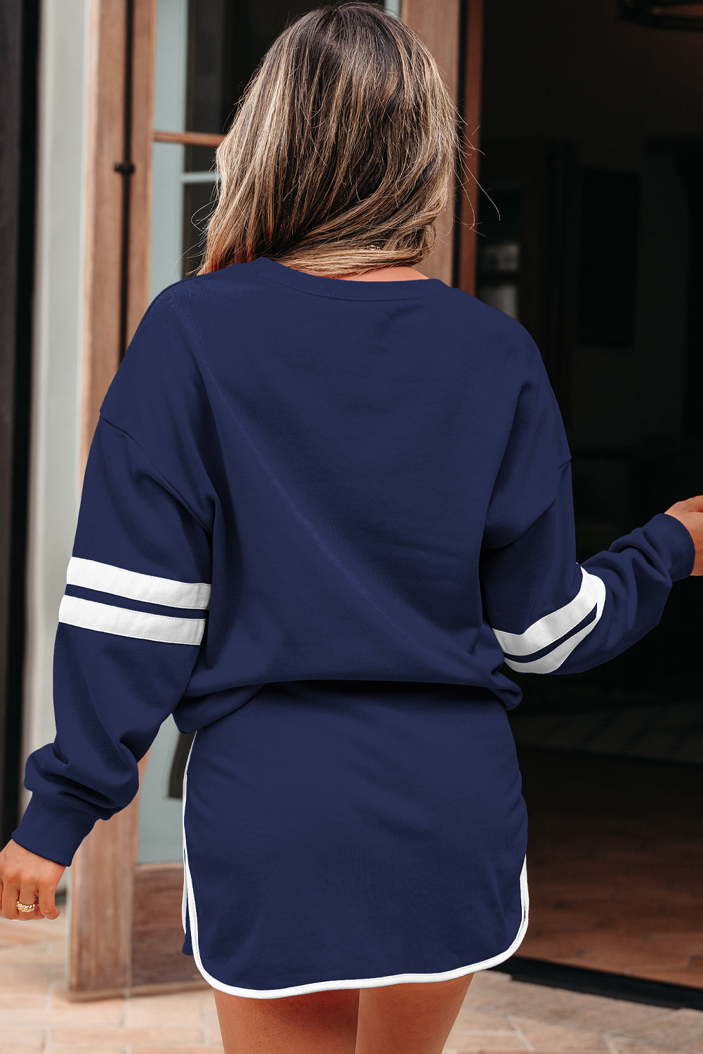 Varsity Stripe Pullover and Mini Skirt Set