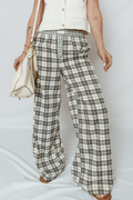 Plaid Patchwork Wide Leg Pants
