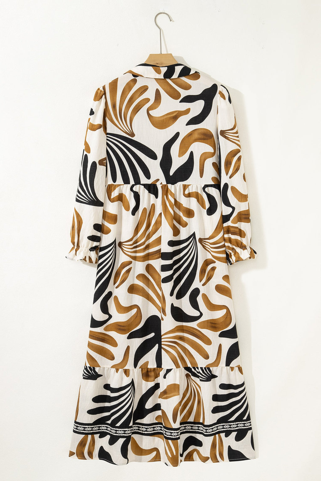 Tropical Contrast Trim Ruffle Hem Dress