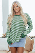 Stripe Thermal Knit Drop Shoulder Top