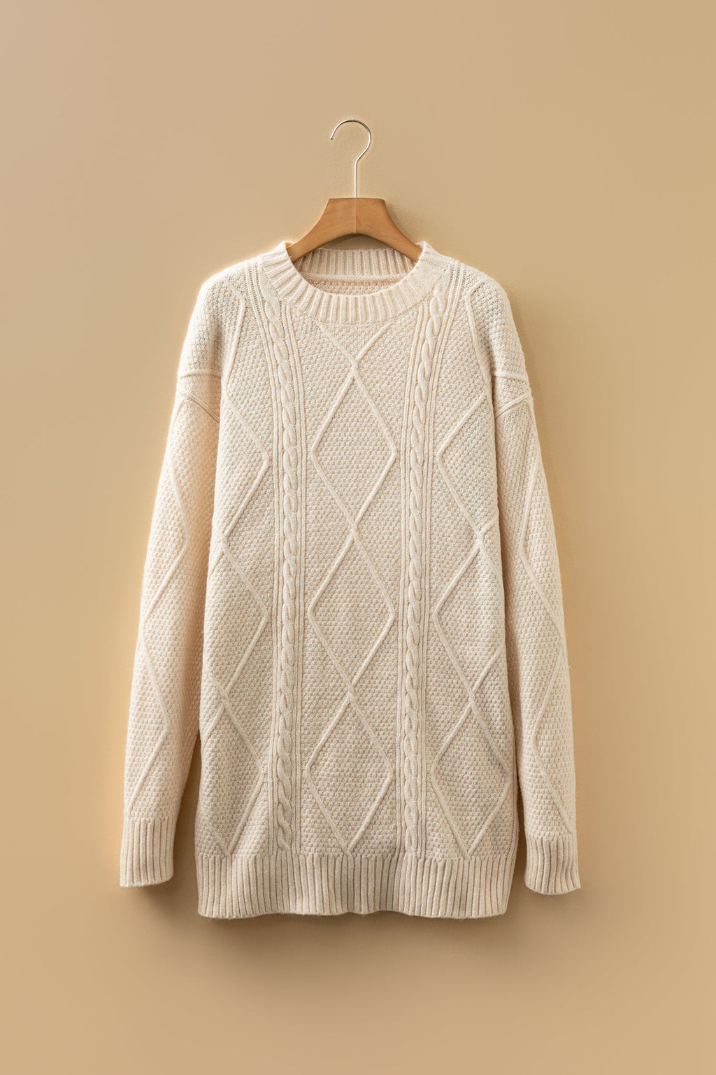 Cable Knit Drop Shoulder Sweater Dress