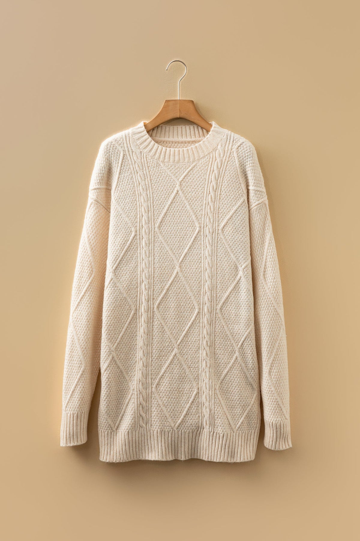 Cable Knit Drop Shoulder Sweater Dress