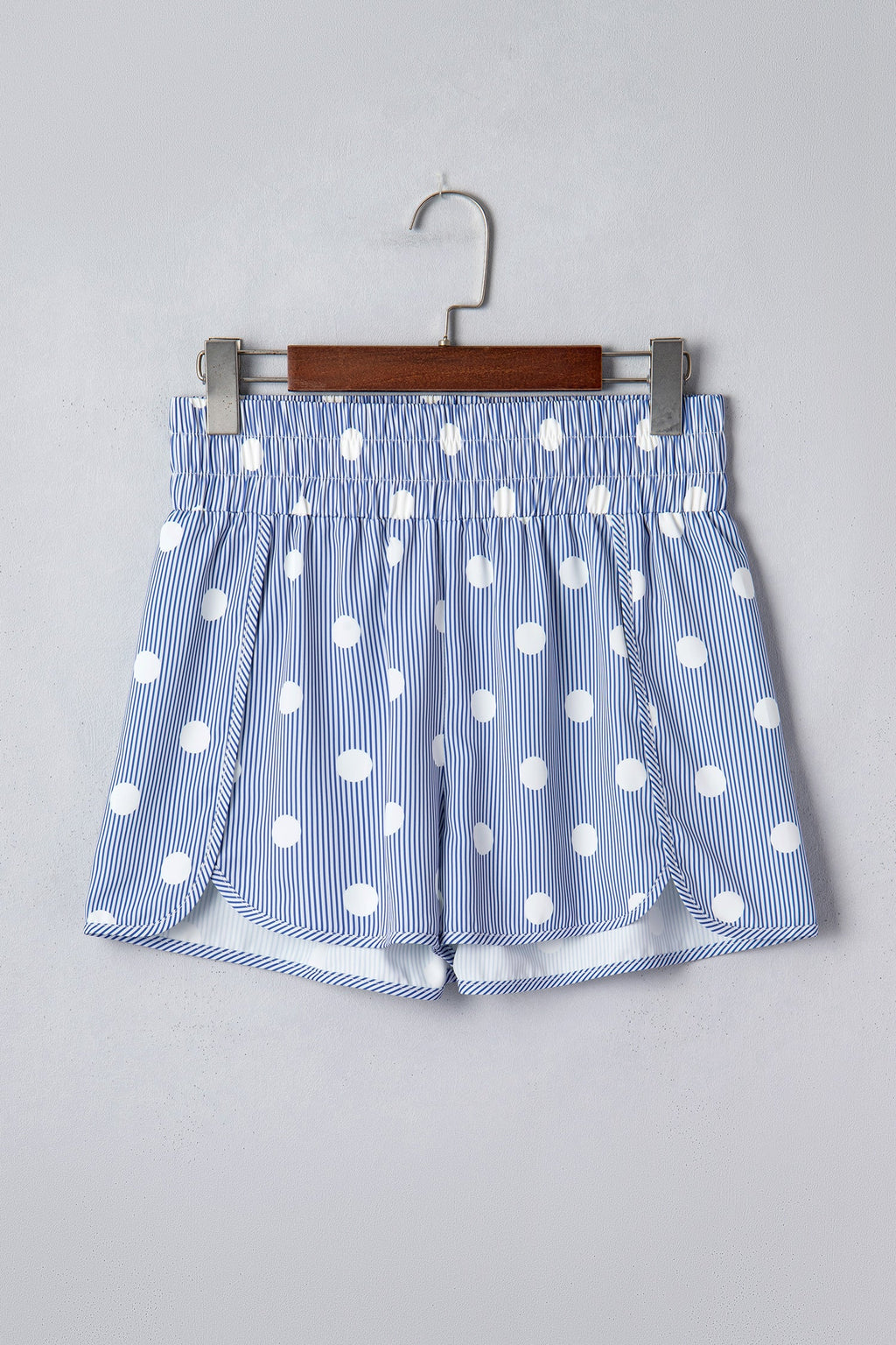 Polka Dot Shirred High Waist Shorts