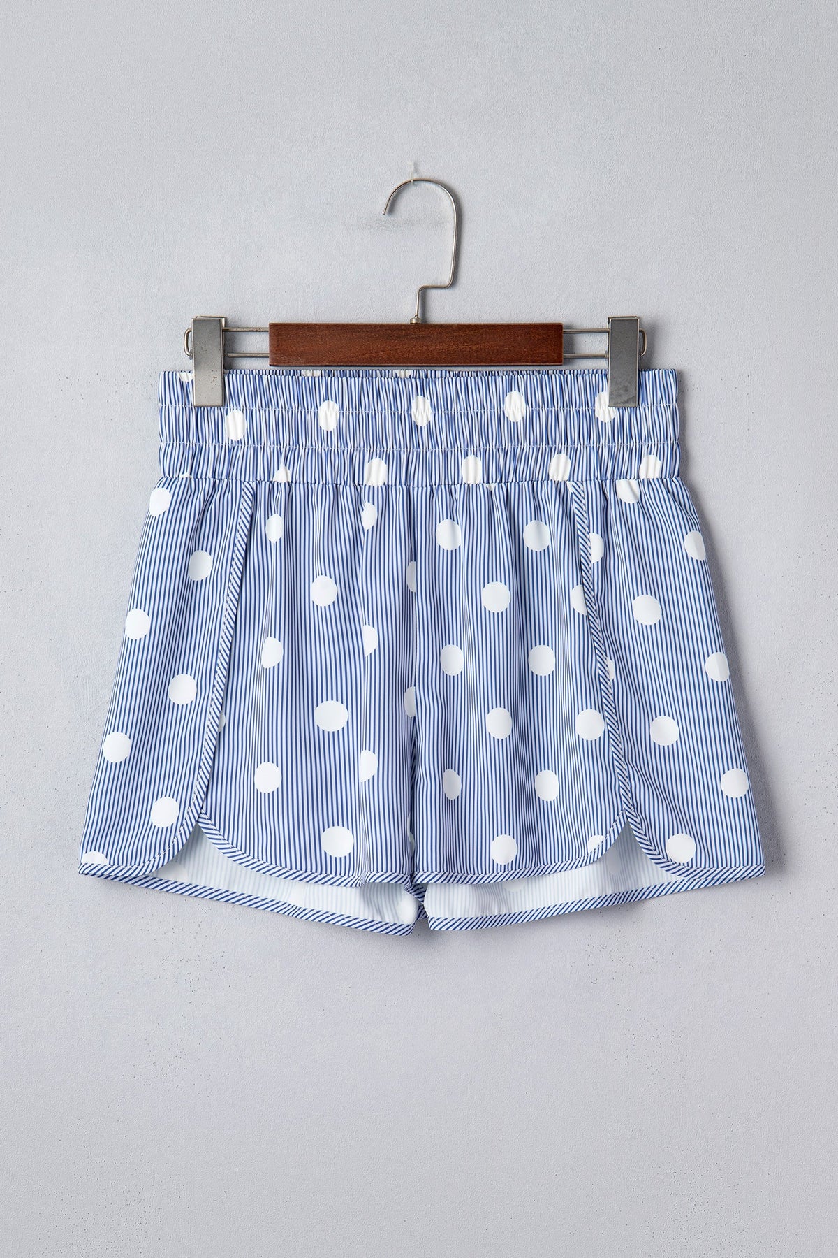 Polka Dot Shirred High Waist Shorts