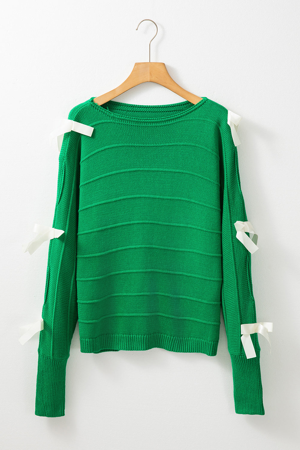 Bow Cut-Out Round Neck Sweater