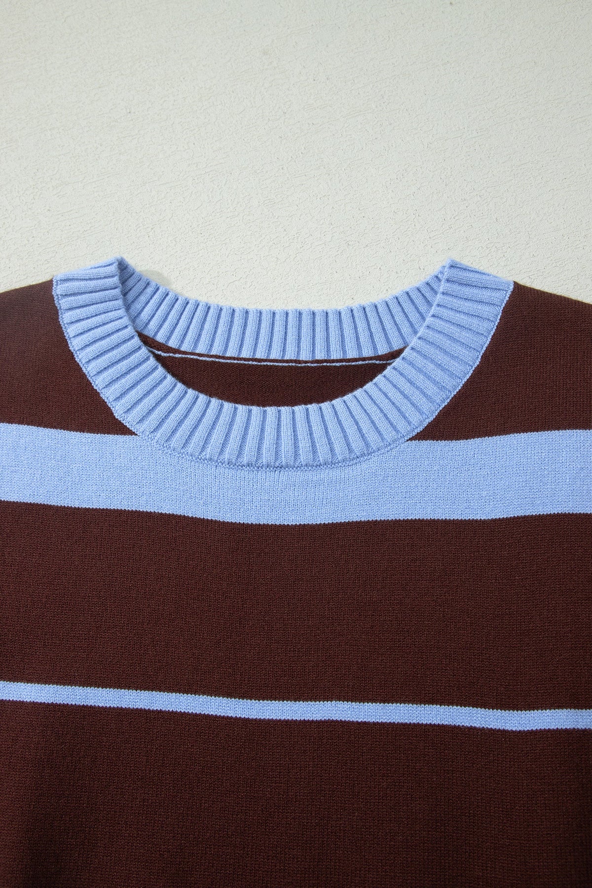 Stripe Short Sleeve Round Neck Knit Top