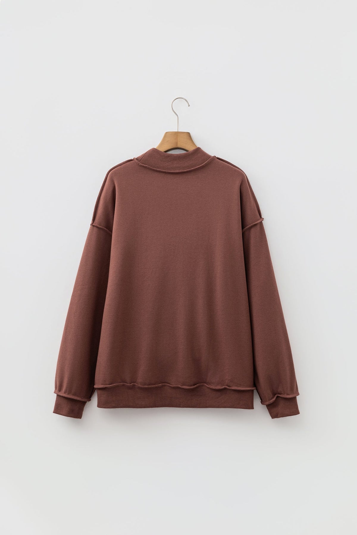 Solid Reversible Mock Neck Oversized Sweatshirt