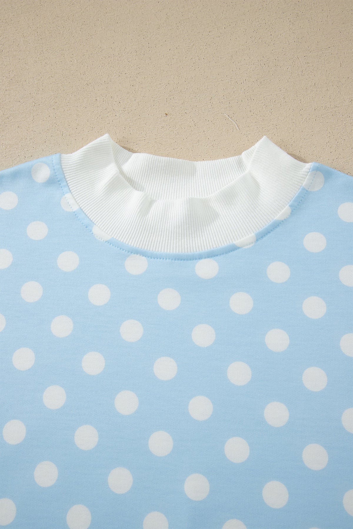 Polka Dot Colorblock Mock Neck & Shorts Set