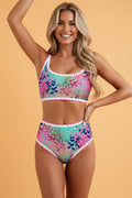 Leopard Ricrac High Waist Bikini Swim Set