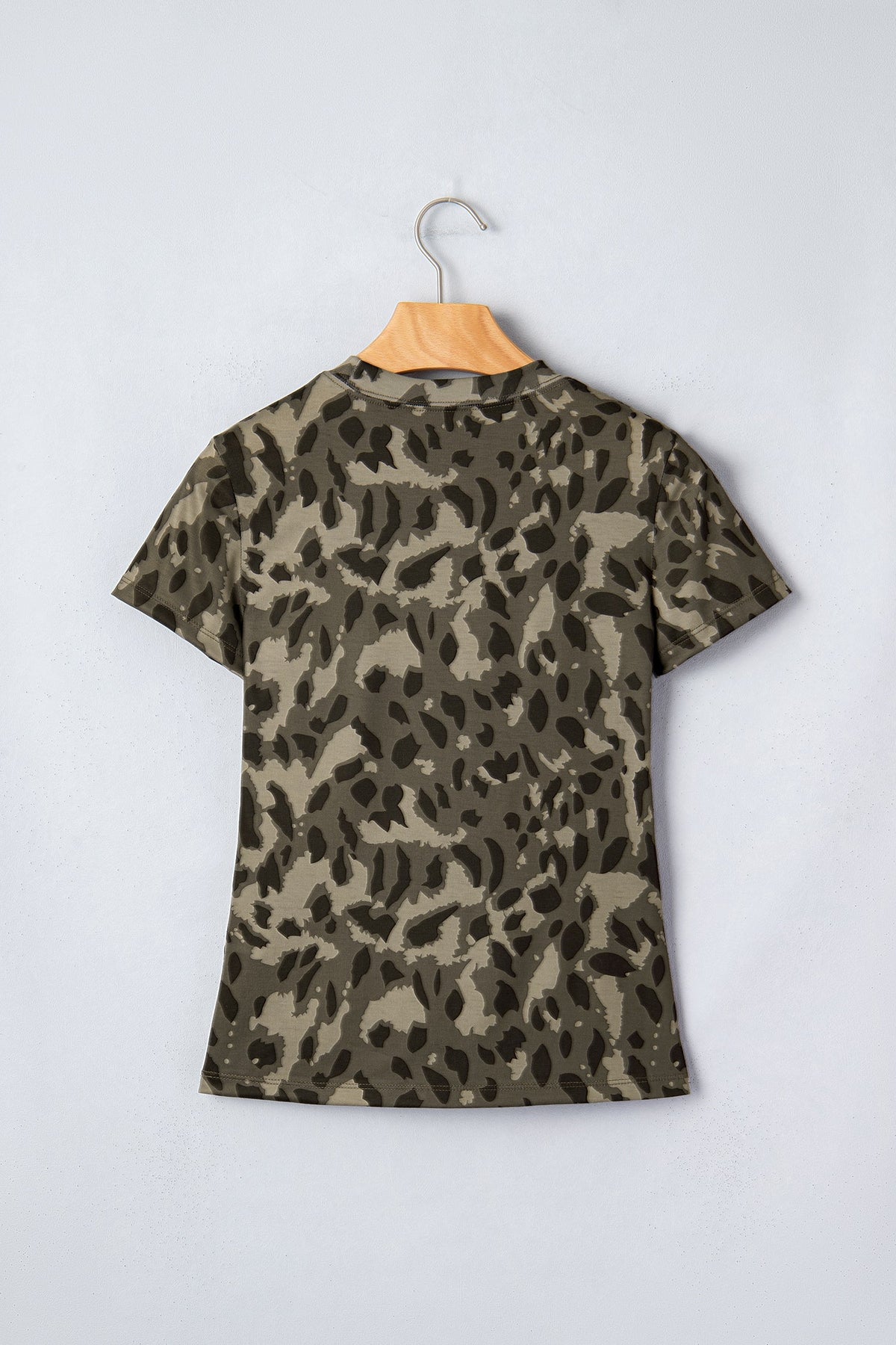 Leopard Mock Neck Short Sleeve Tee