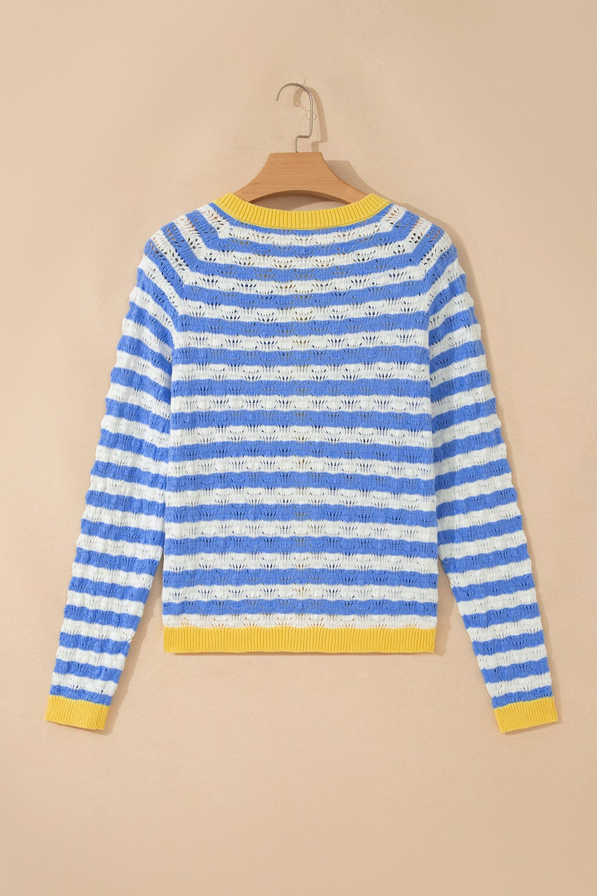 Stripe Colorblock Button Front Knit Cardigan