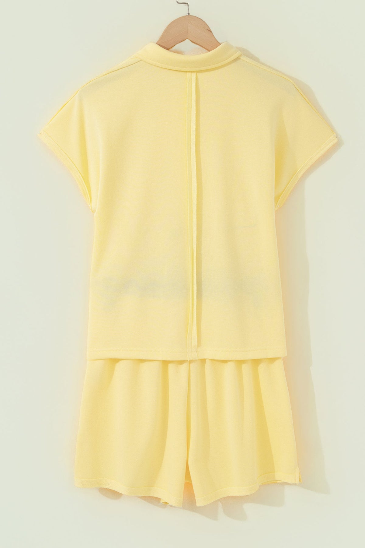 Solid Polo Tee & Elastic Waist Short Set