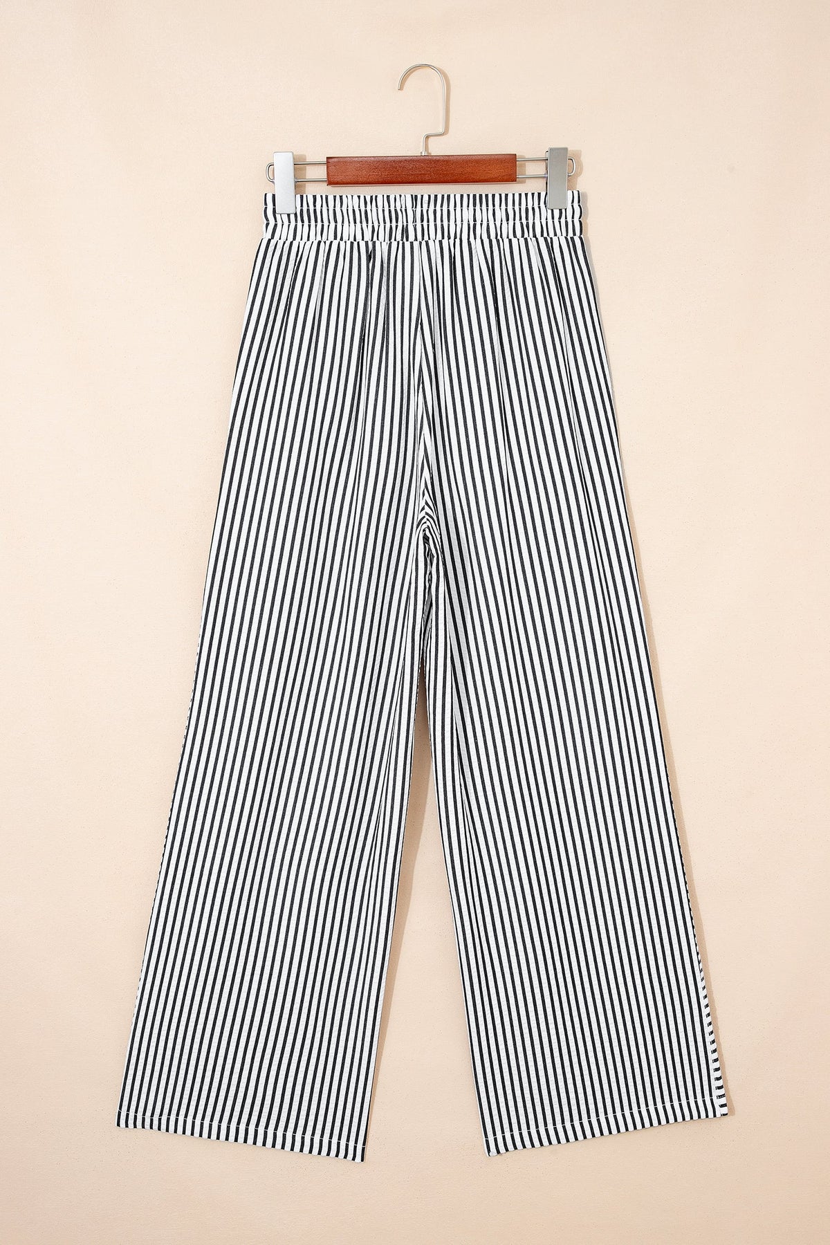 Stripe Wide Leg Elastic Drawstring Pants