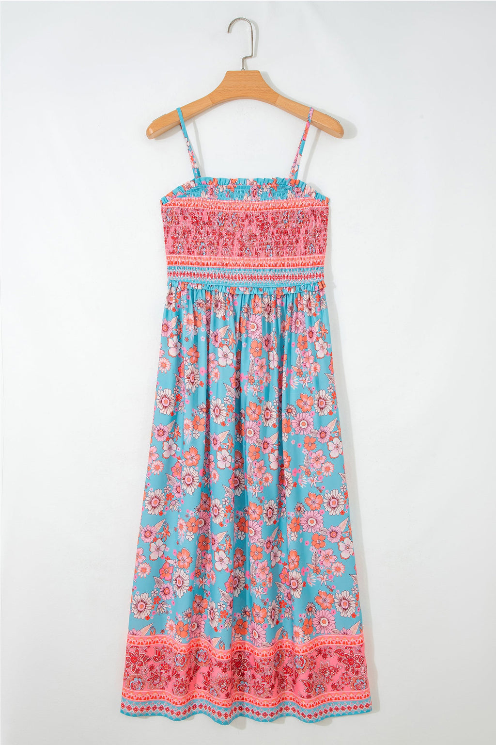 Boho Floral Spaghetti Strap Vacation Maxi Dress