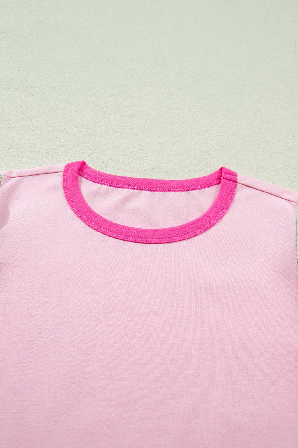 Colorblock Flutter Sleeve Round Neck T-Shirt