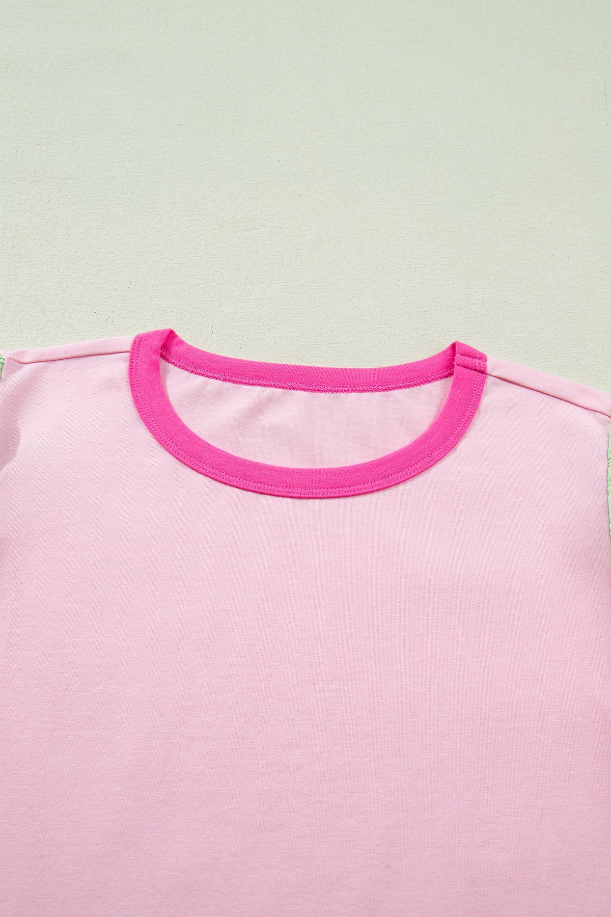 Colorblock Flutter Sleeve Round Neck T-Shirt