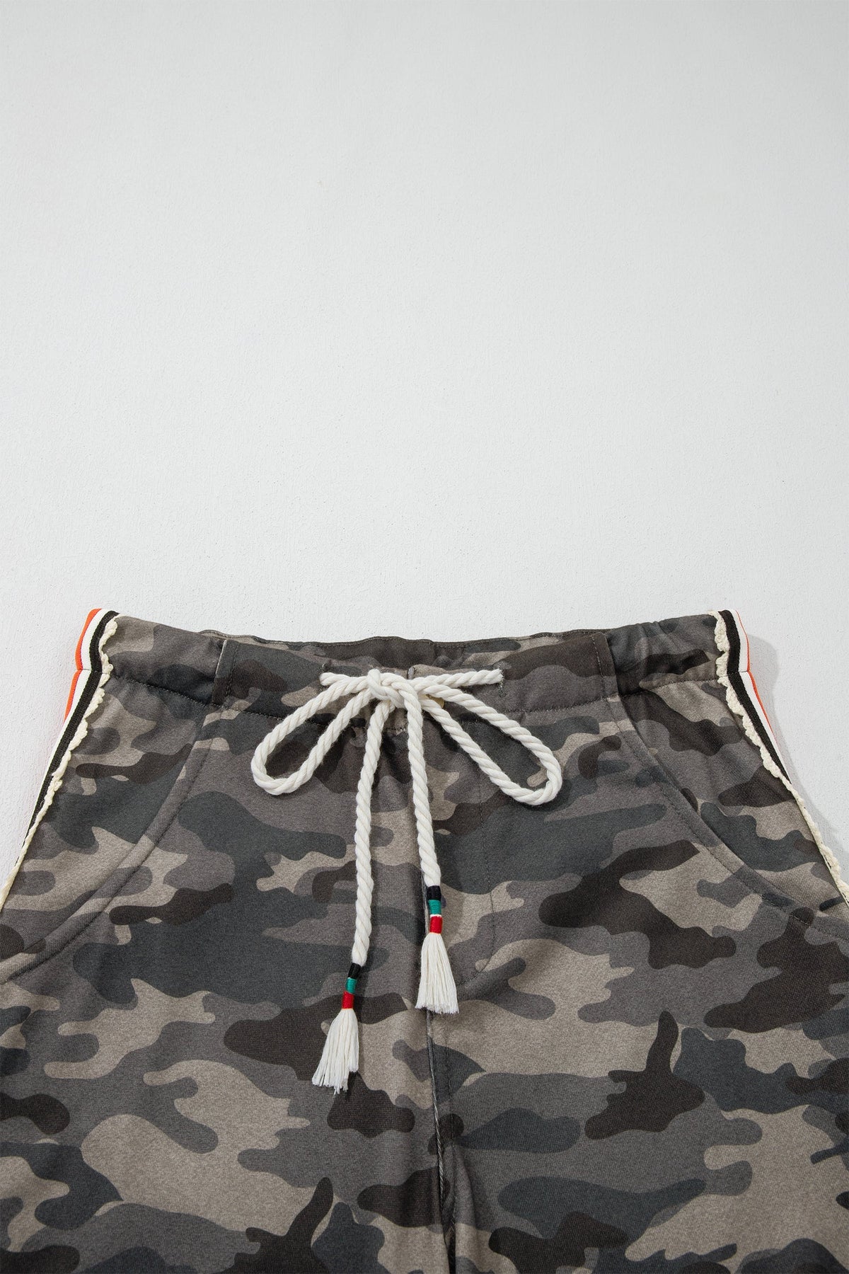 Camo Side Stripe Panel Drawstring Pants