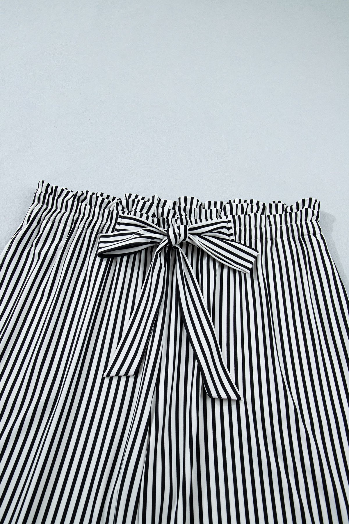 Plus Size Stripe Tie Waist Straight Pants