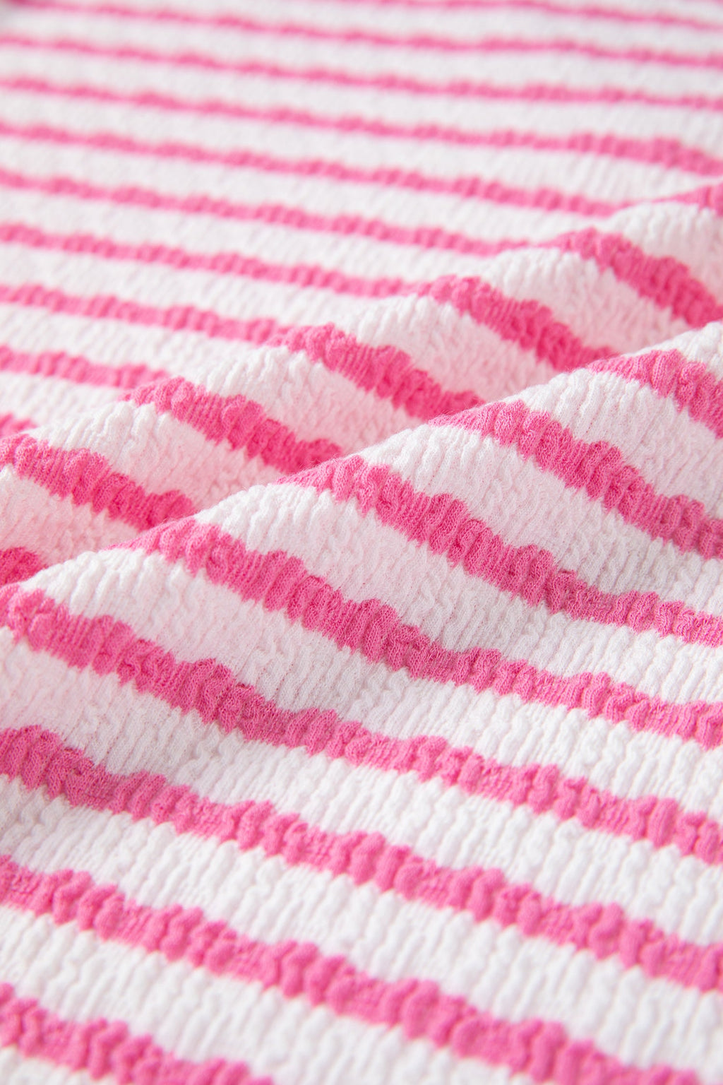 Stripe Textured Knit V-Neck Short Sleeve Top