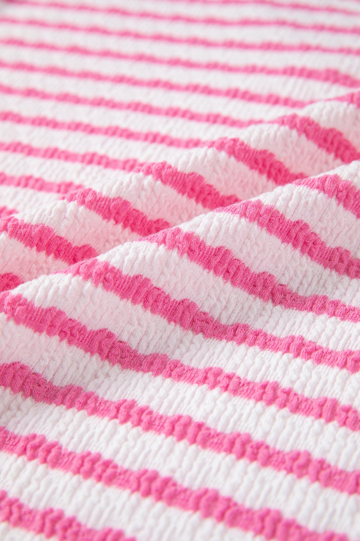 Stripe Textured Knit V-Neck Short Sleeve Top