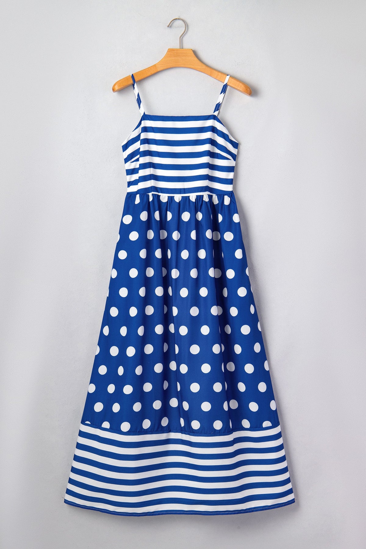 Stripe Polka Dot Patchwork High Waist Maxi Dress