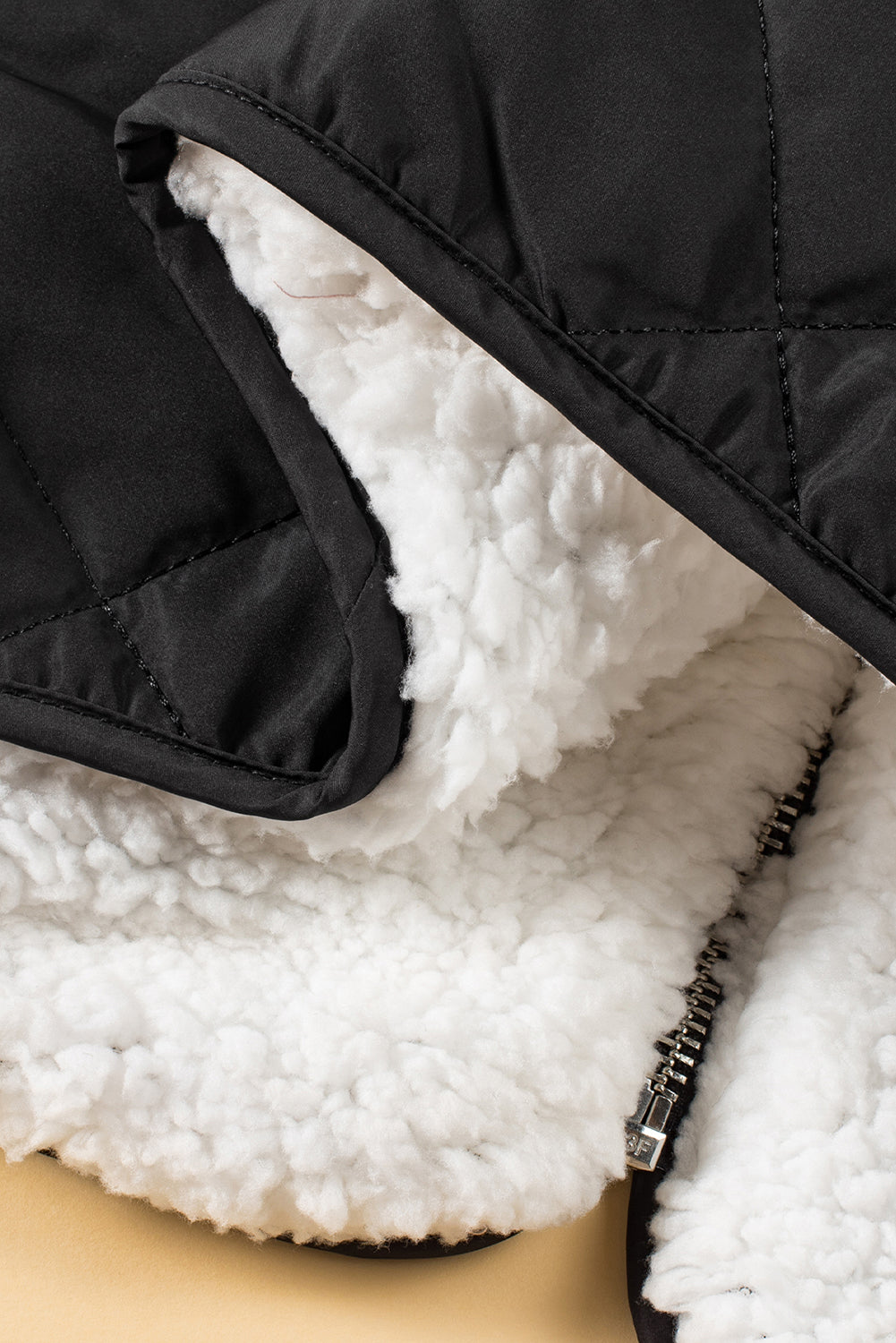 Solid Fleece Lined Quilted Vest Coat