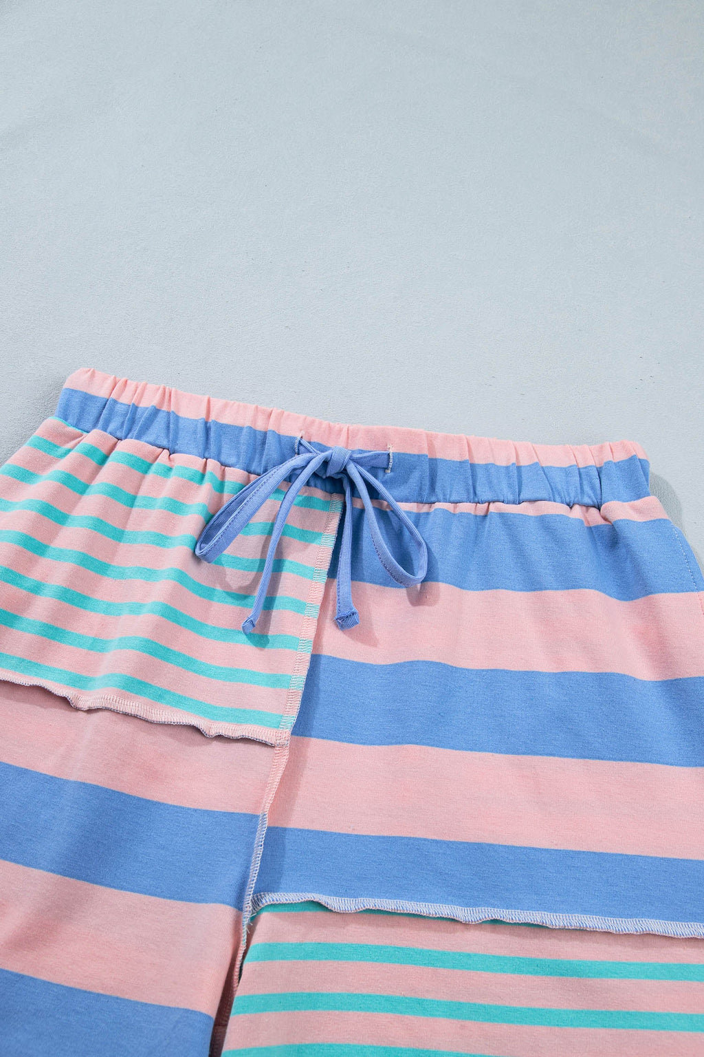 Stripe Patchwork Exposed Seam Top & Short Set