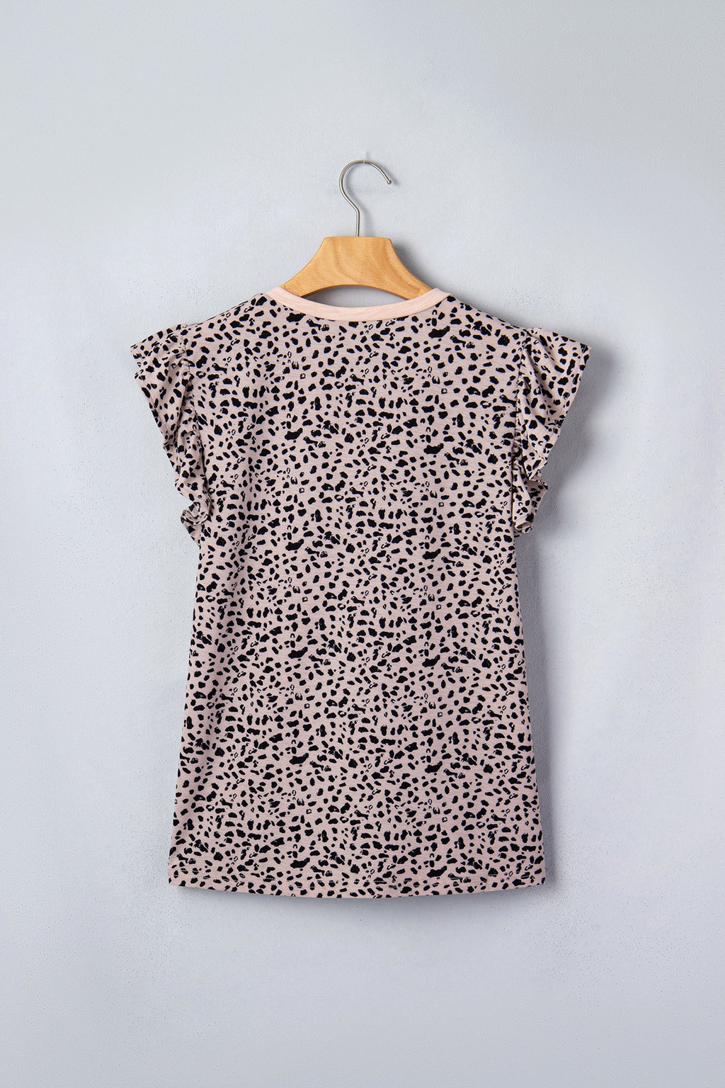 Cheetah V-Neck Ruffle Trim Tank Top