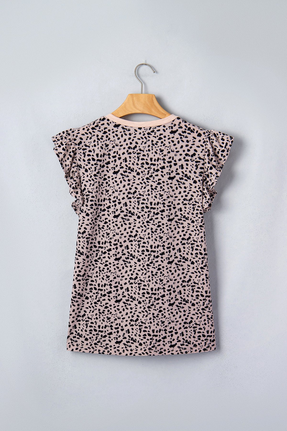 Cheetah V-Neck Ruffle Trim Tank Top