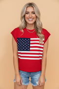 USA Flag Stars & Stripes Dolman Sleeve Sweater