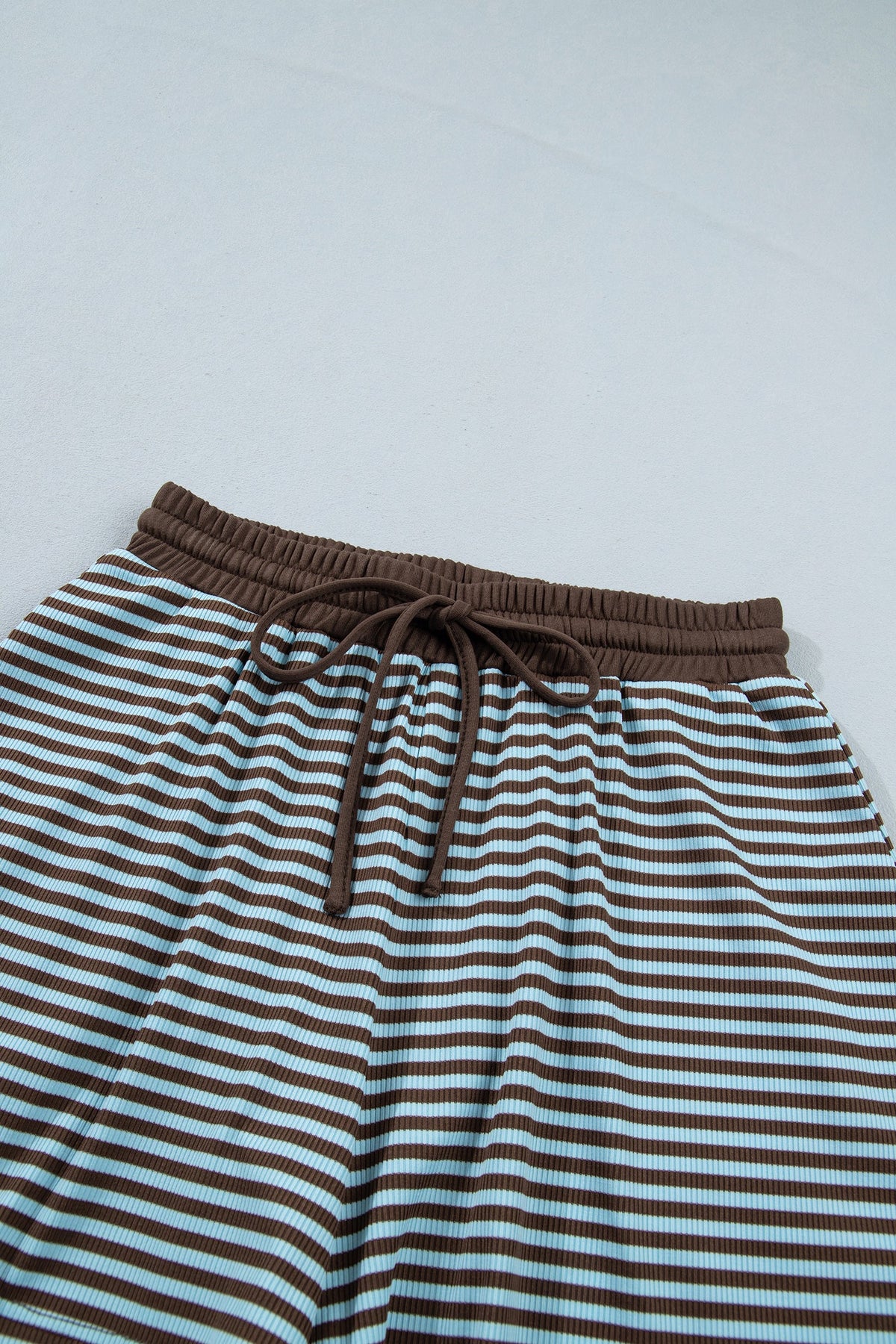 Stripe Oversized Long Sleeve Top & Drawstring Shorts Set