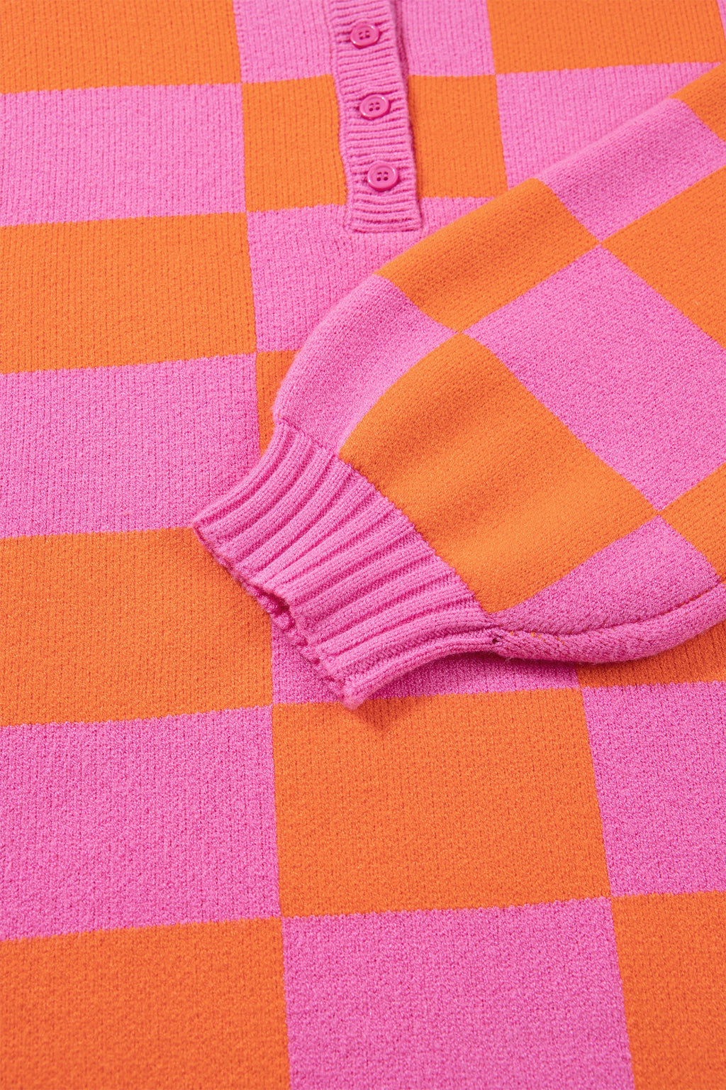 Checker Polo Collar Baggy Knit Sweater