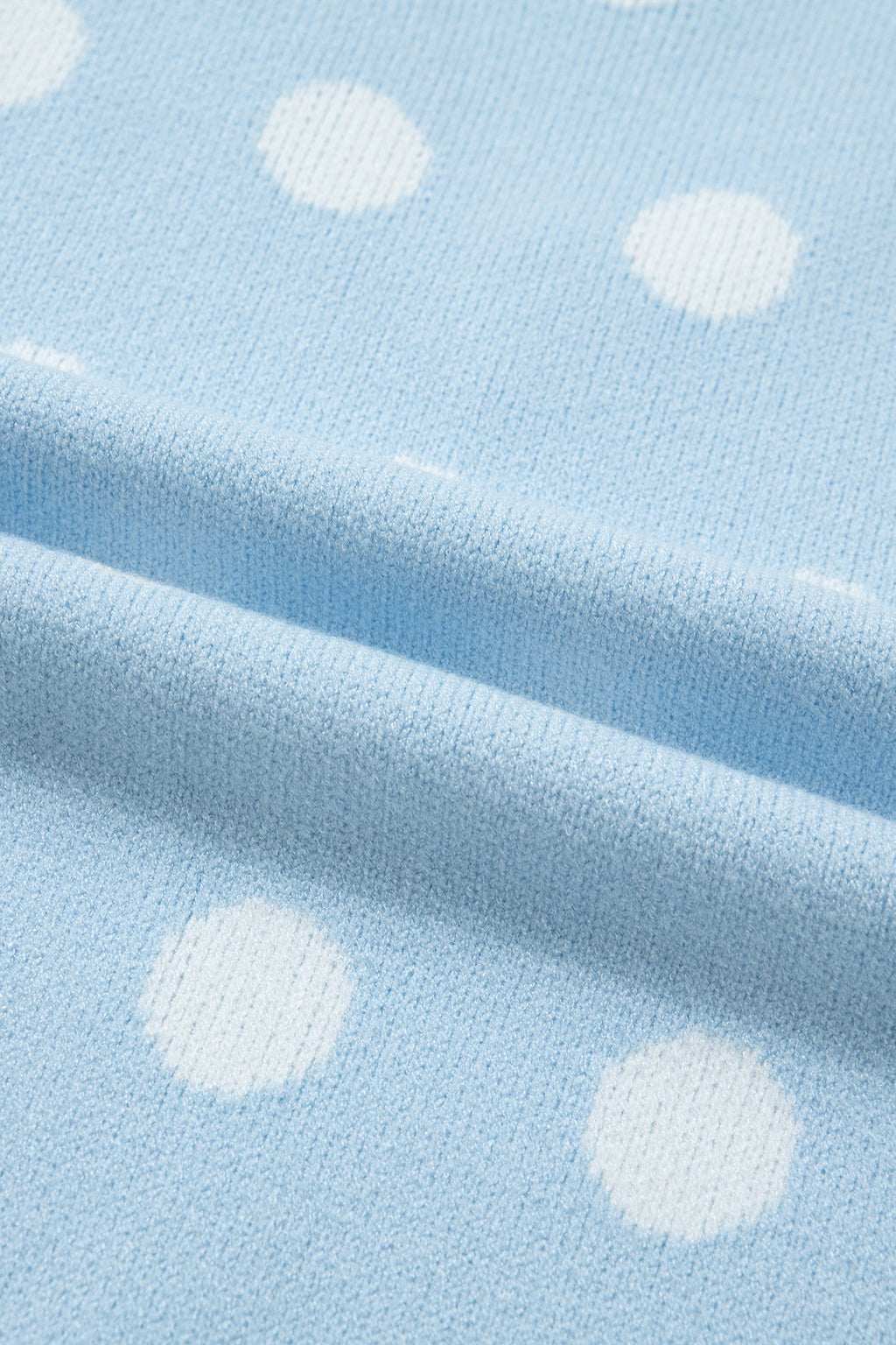 Polka Dot Puff Short Sleeve V-Neck Sweater