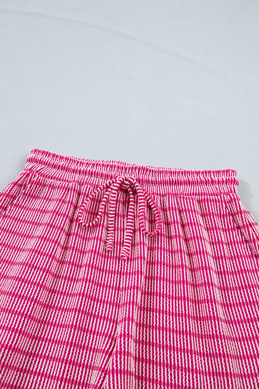Stripe Corded Knit Tee & Drawstring Short Set