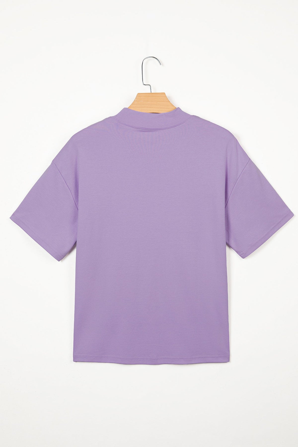 Oversized Solid Color High Neck Tee