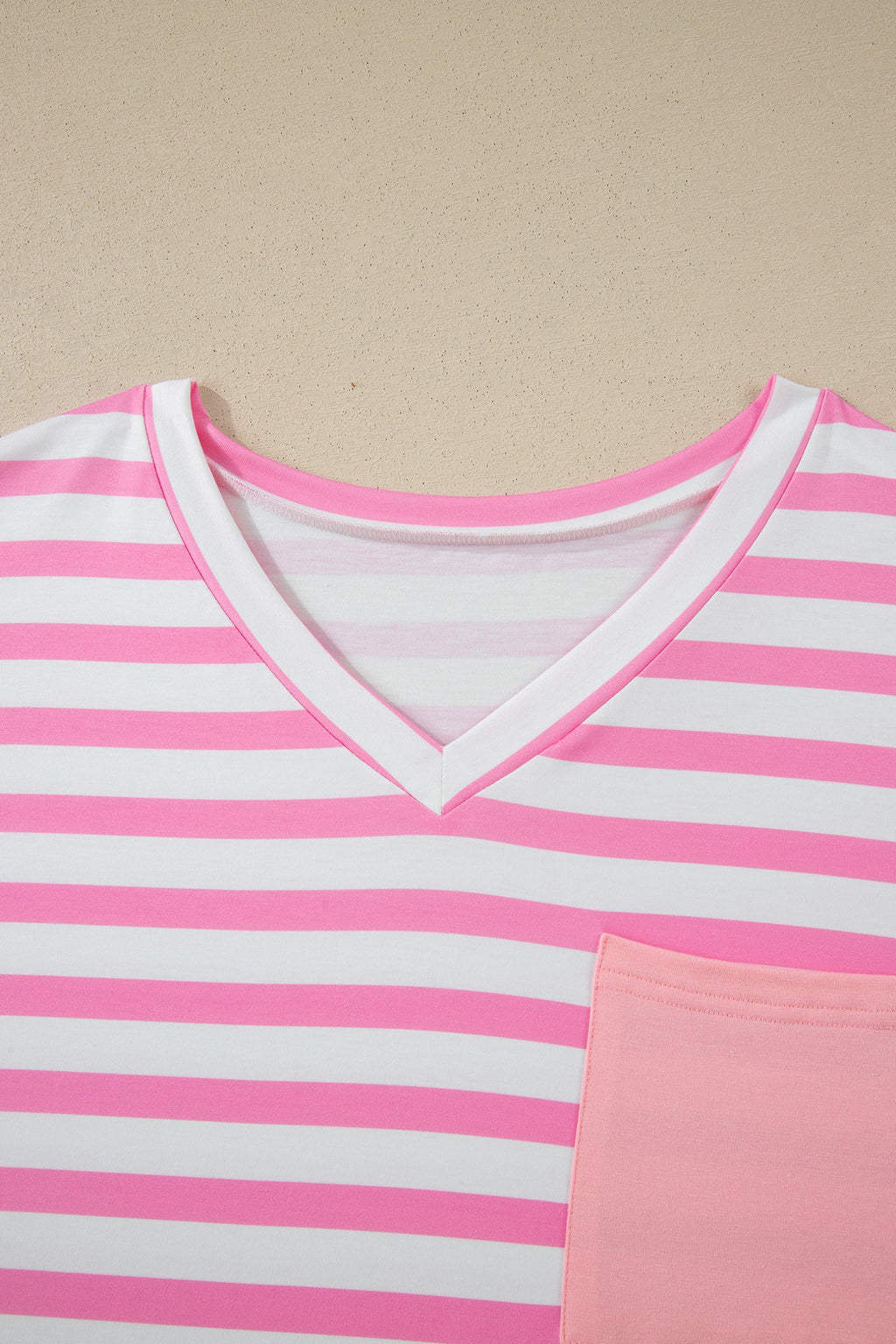 Plus Size Stripe Colorblock Patch Pocket Tee
