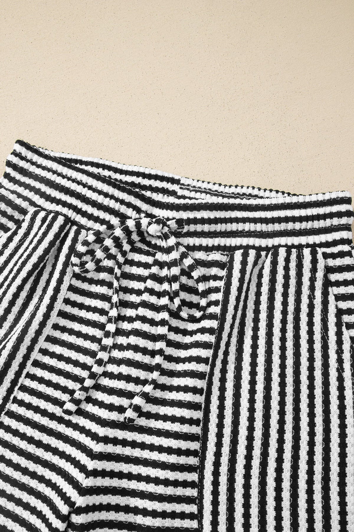 Stripe Textured Knit Top & Short Set