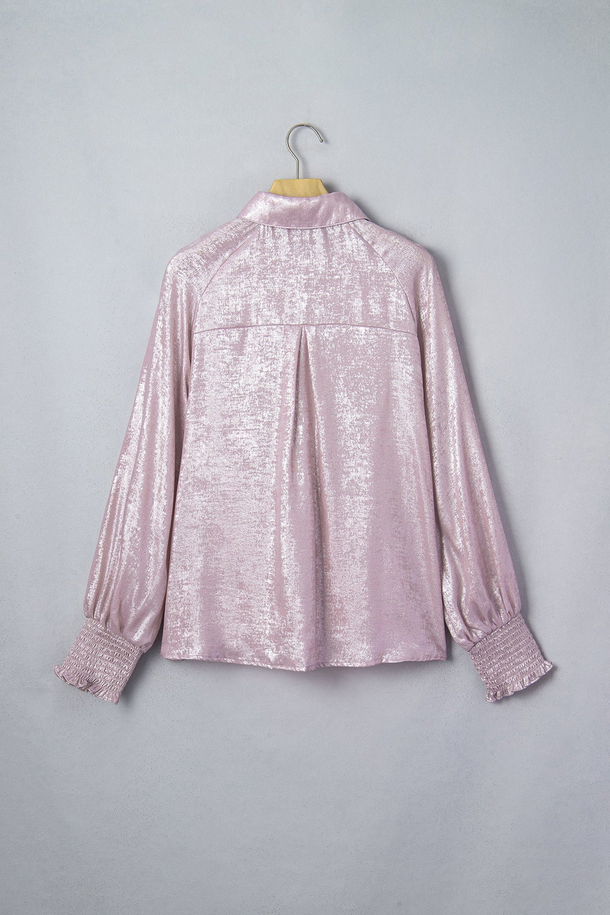 Ruffle Cuff Button Front Back Paneling Long Sleeve Shirt