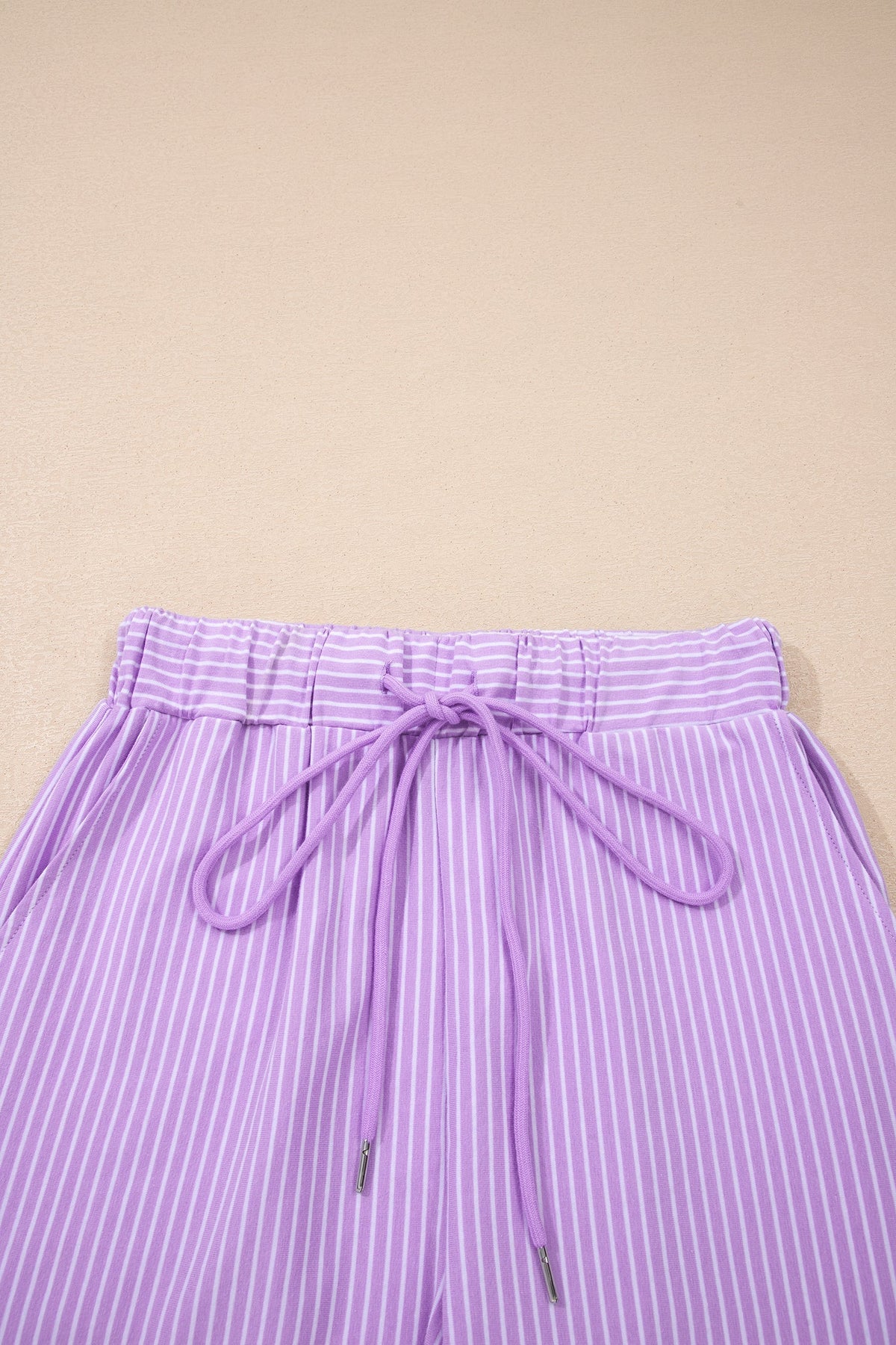 Stripe Dolman Sleeve Polo Shirt & Drawstring Shorts Set