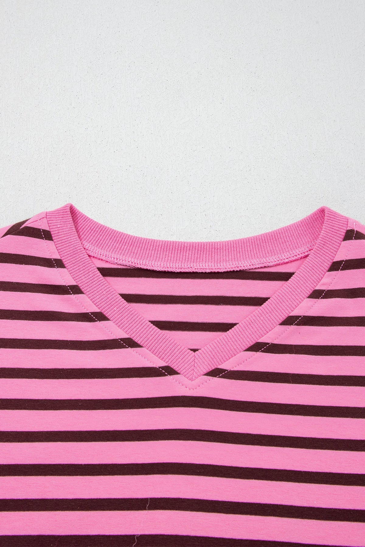 Stripe V-Neck Drop Shoulder Long Sleeve Top