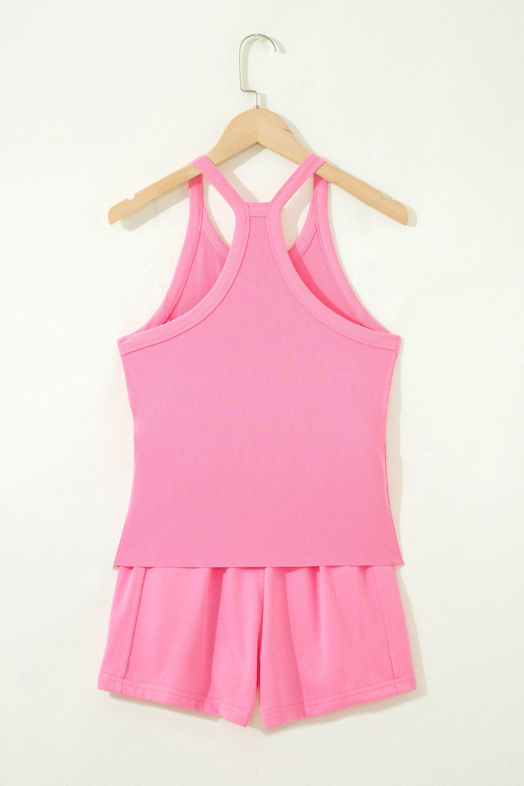 Solid Ribbed Tank Top & Shorts Set